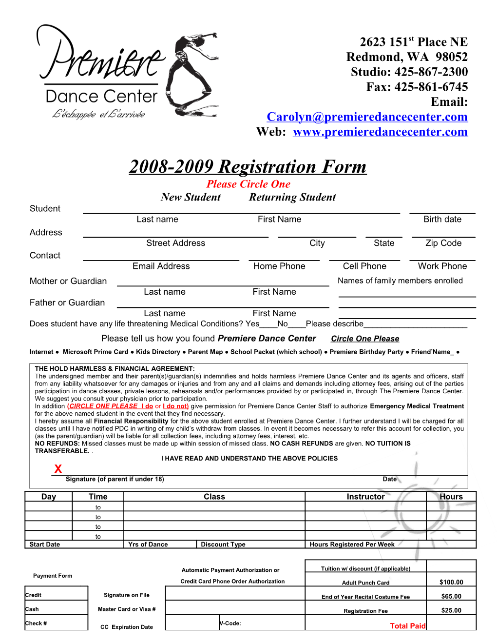 2008-2009 Registration Form