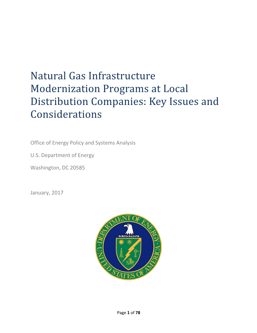 Natural Gas Infrastructure Modernization Programs at Local Distribution Companies: Key Issues and Considerations