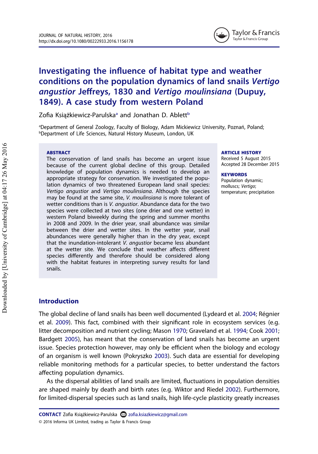 Investigating the Influence of Habitat Type and Weather Conditions on The