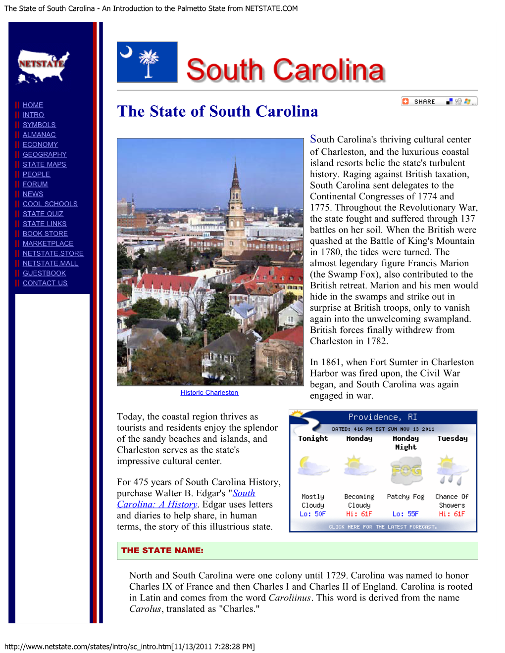 The State of South Carolina - an Introduction to the Palmetto State from NETSTATE.COM