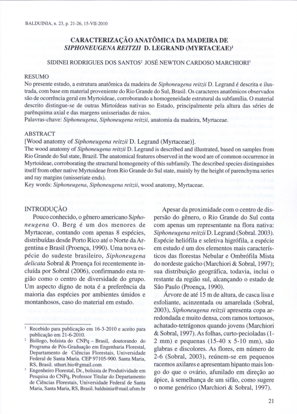 Caracterização Anatômica Damadeira De Siphoneugena