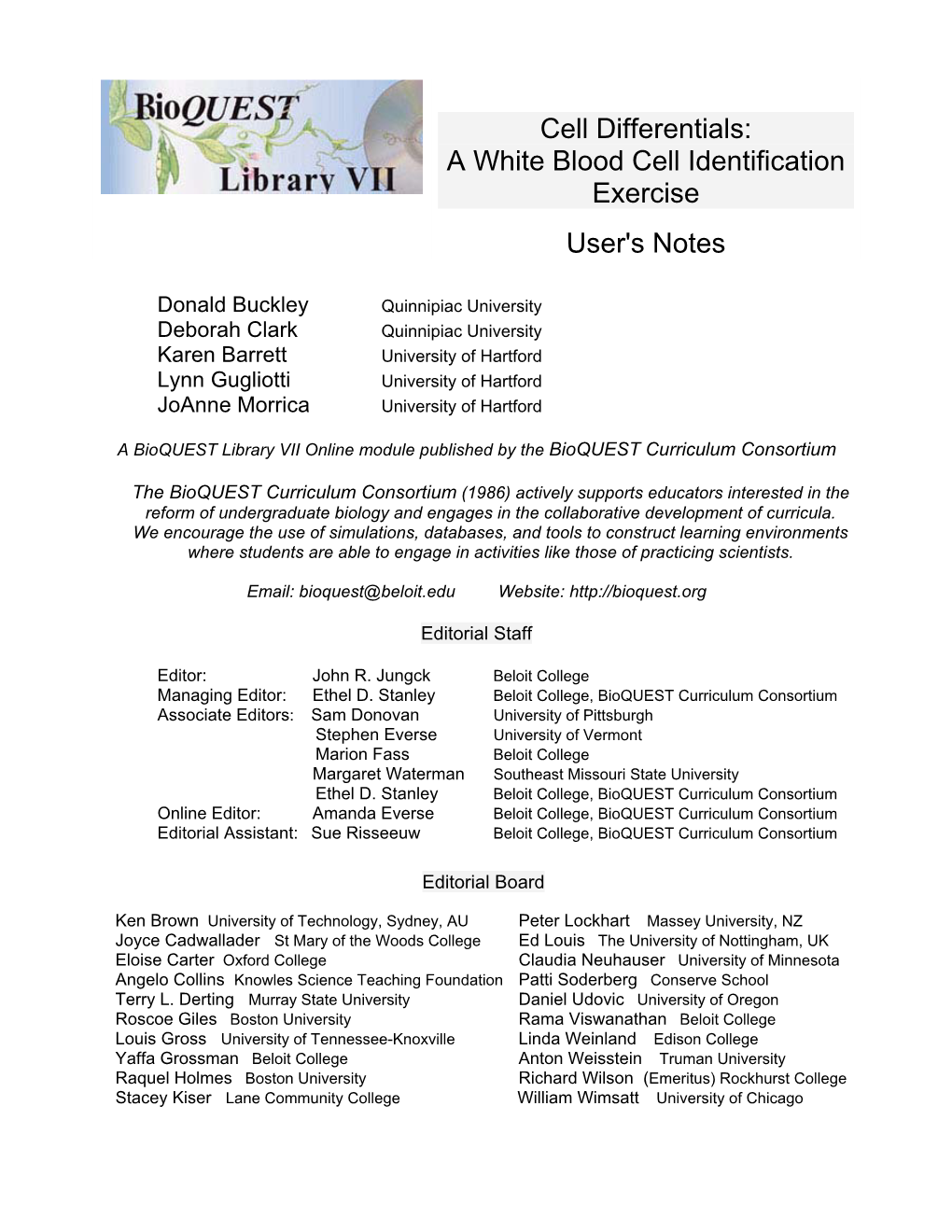 Cell Differentials: a White Blood Cell Identification Exercise