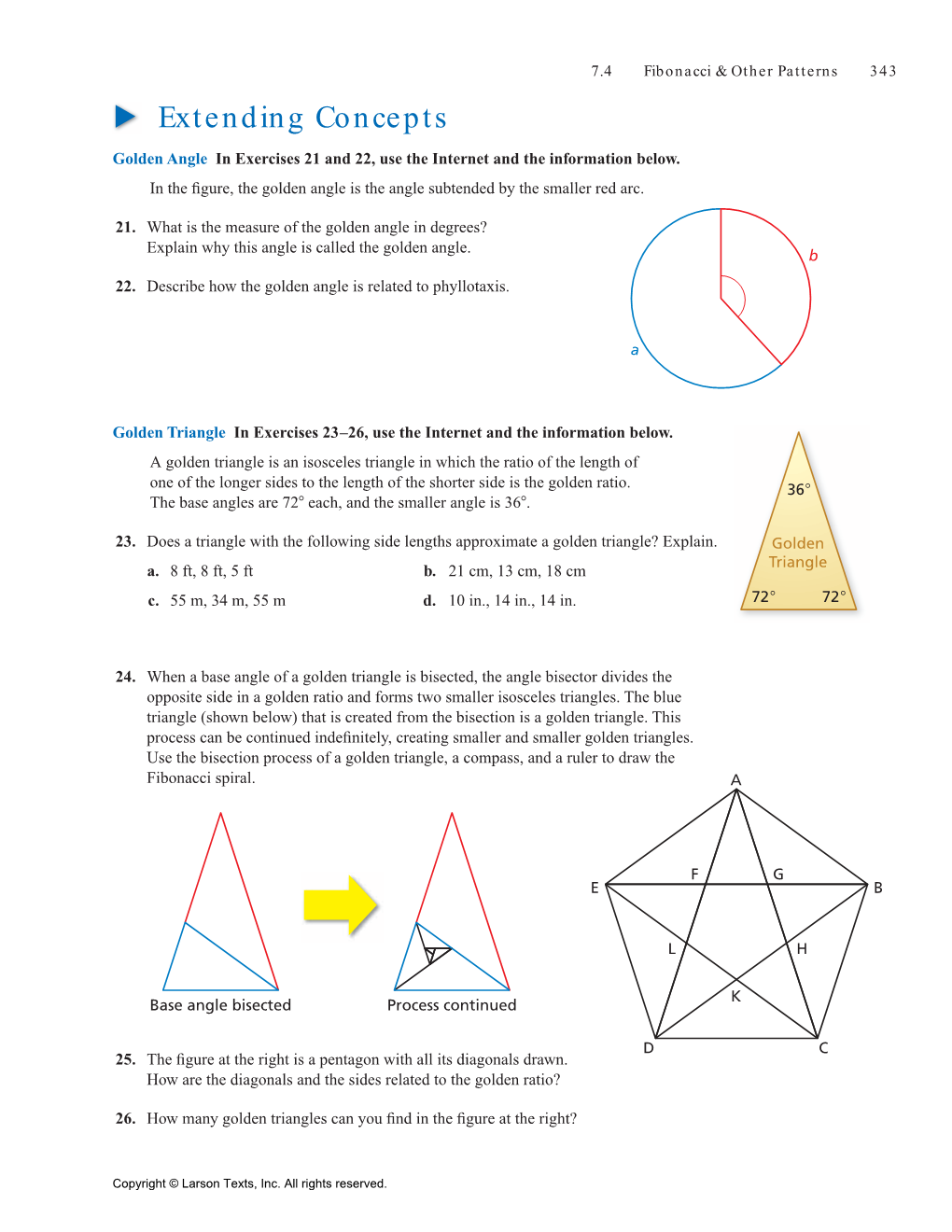 Extending Concepts Golden Angle in Exercises 21 and 22, Use the Internet and the Information Below