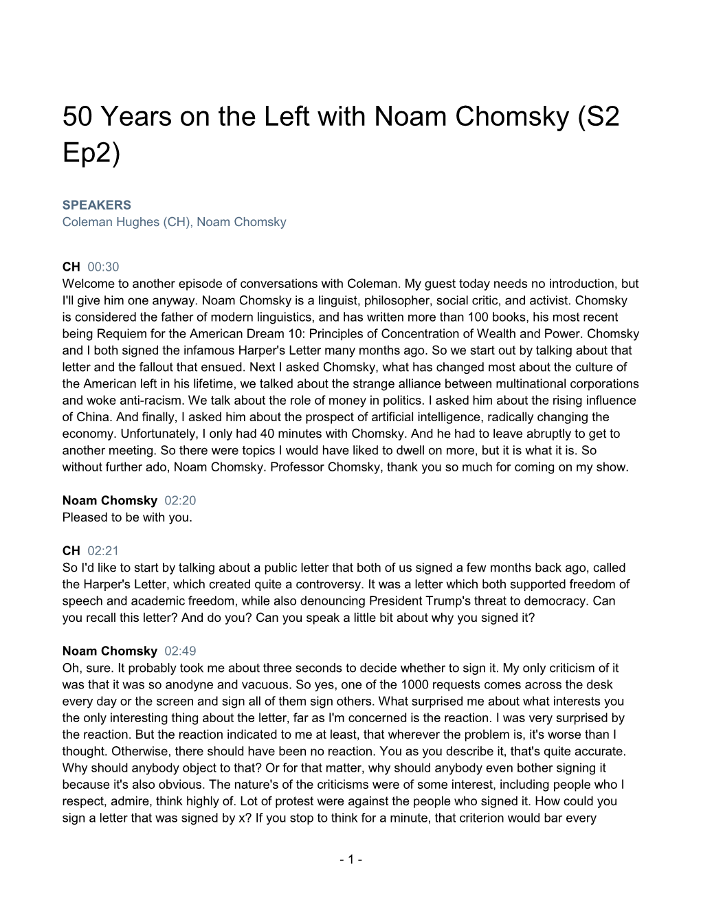 50 Years on the Left with Noam Chomsky (S2 Ep2)