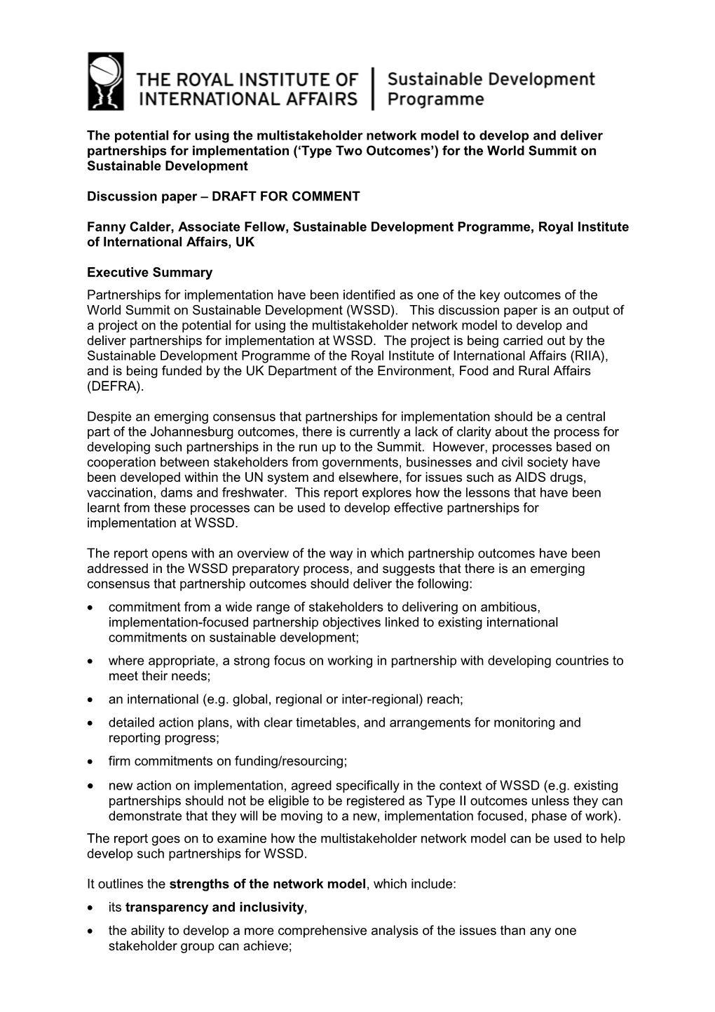 The Potential for Using the Multistakeholder Network Model To