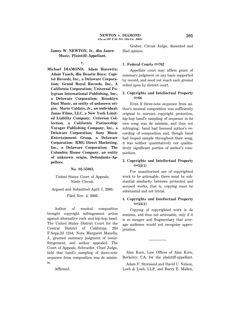 NEWTON V. DIAMOND 591 Cite As 349 F.3D 591 (9Th Cir