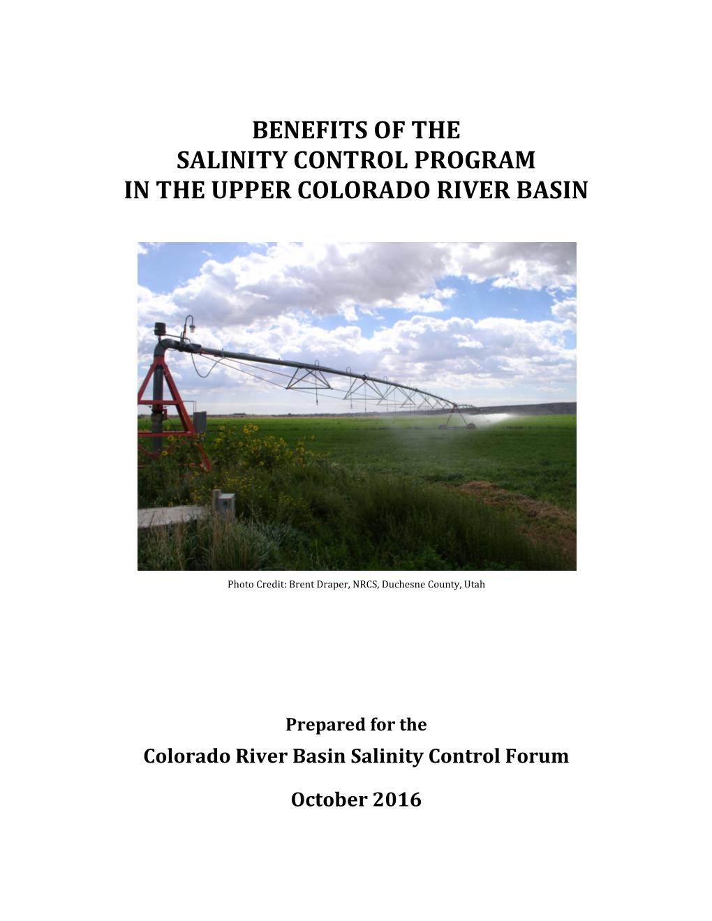 Benefits of the Salinity Control Program in the Upper Colorado River Basin