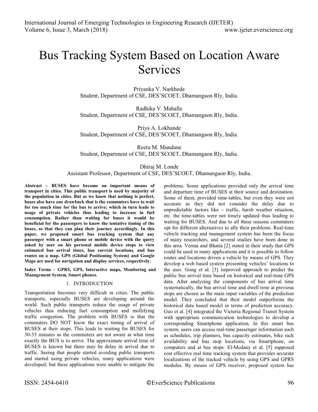 Bus Tracking System Based on Location Aware Services