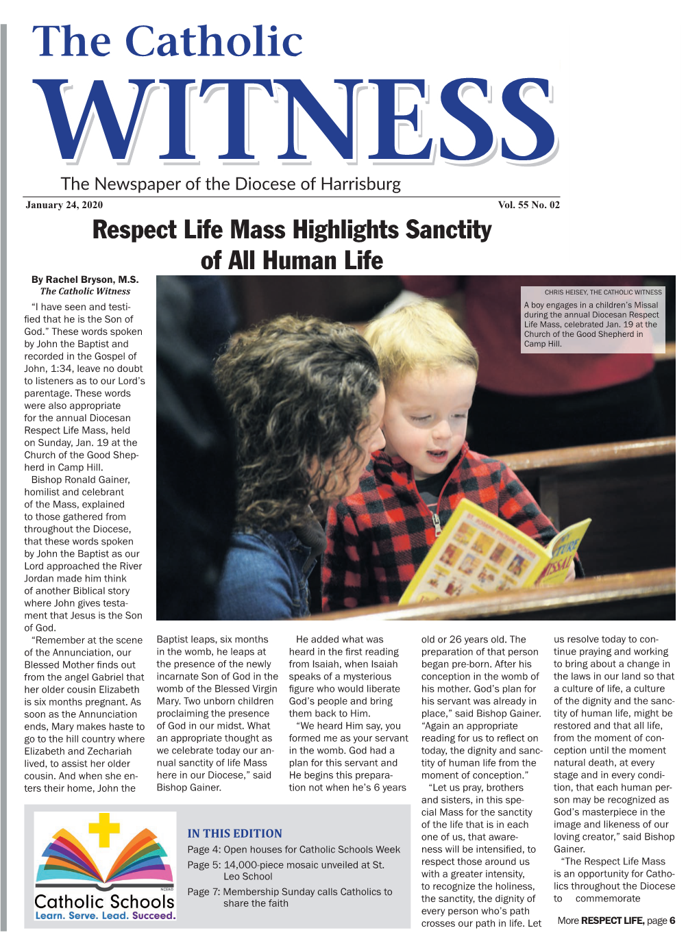 The Catholic WITNESSWITNESS the Newspaper of the Diocese of Harrisburg January 24, 2020 Vol
