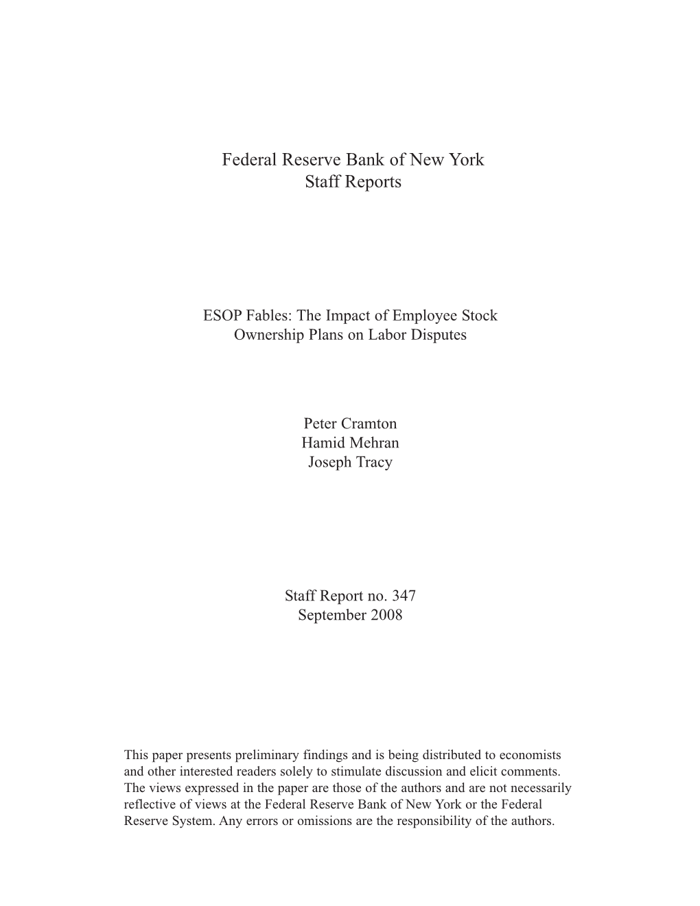 ESOP Fables: the Impact of Employee Stock Ownership Plans on Labor Disputes