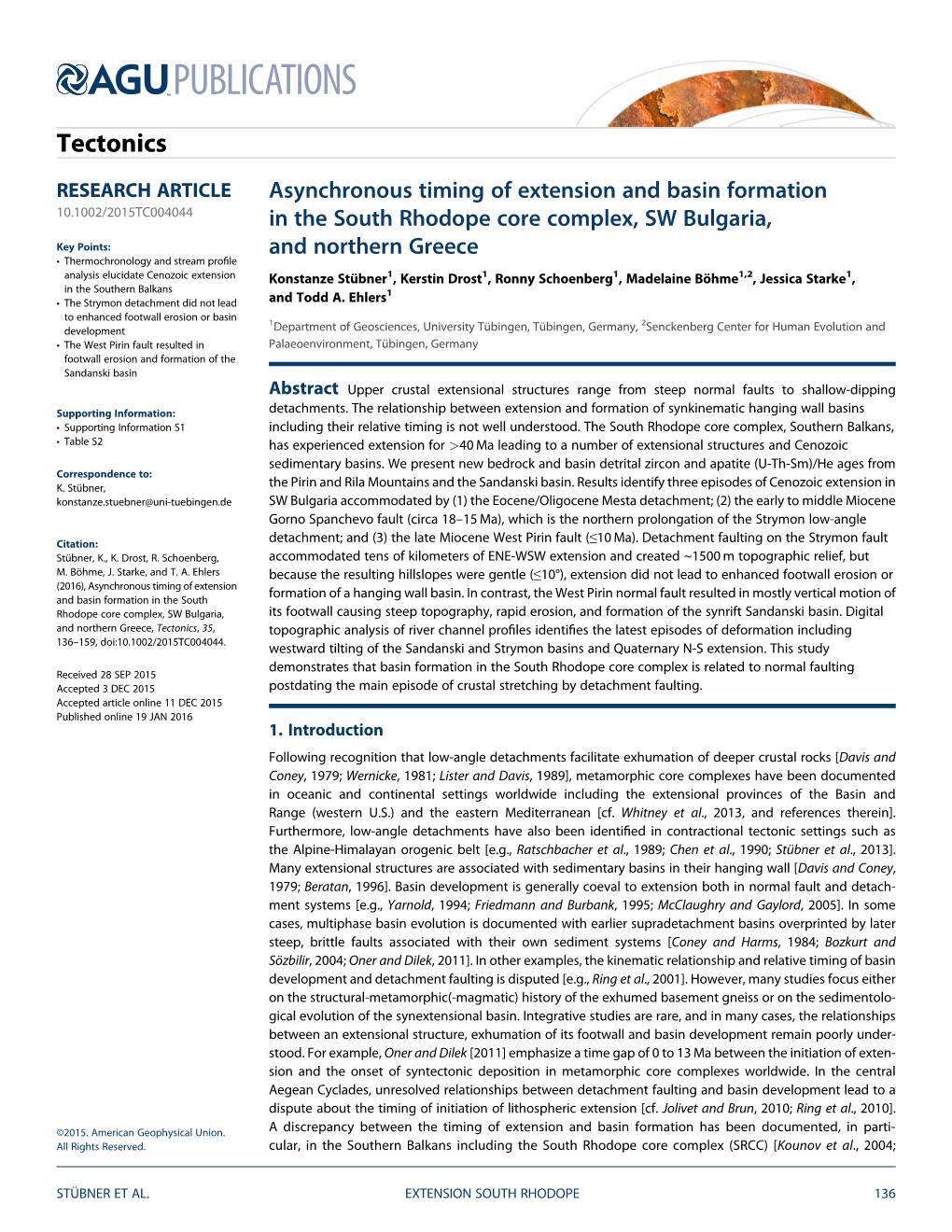 Asynchronous Timing of Extension and Basin Formation in the South