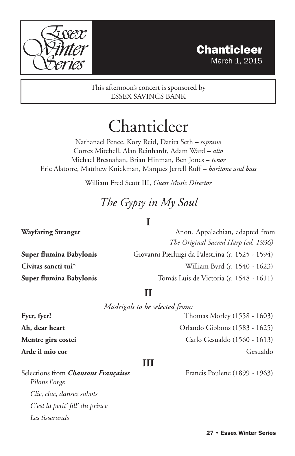 Chanticleer March 1, 2015