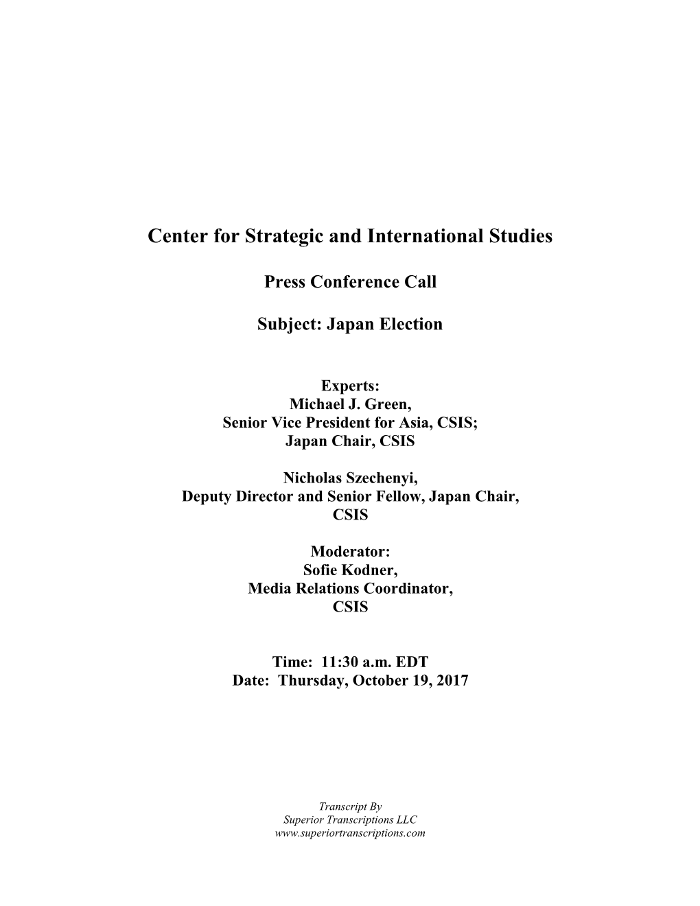 Center for Strategic and International Studies Press