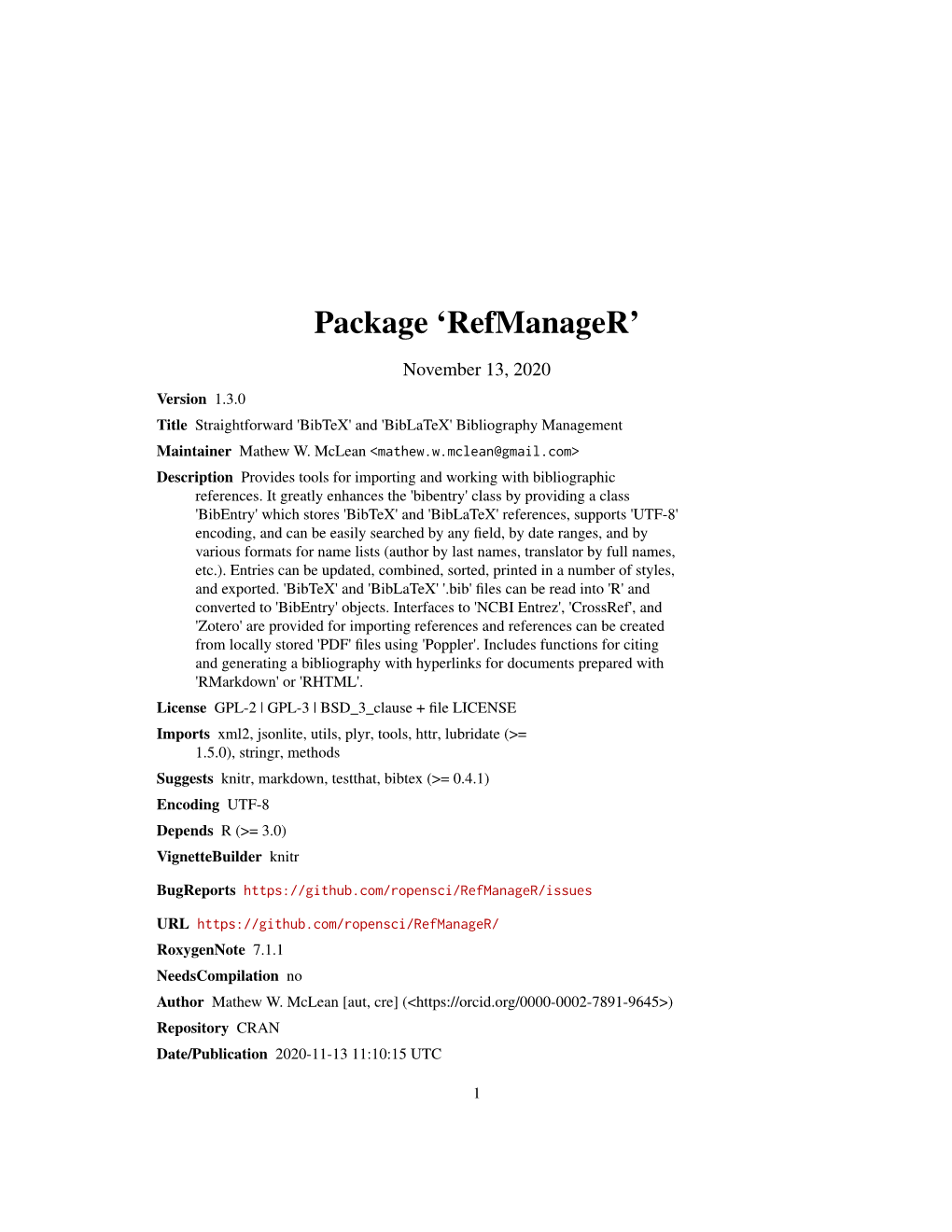 Package 'Refmanager'