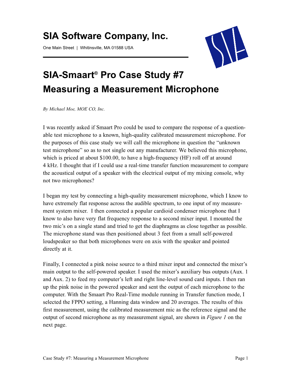 SIA-Smaart® Pro Case Study #7 Measuring a Measurement Microphone