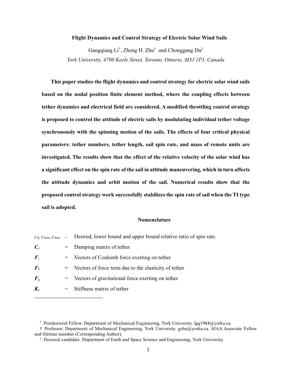 Flight Dynamics and Control Strategy of Electric Solar Wind Sails