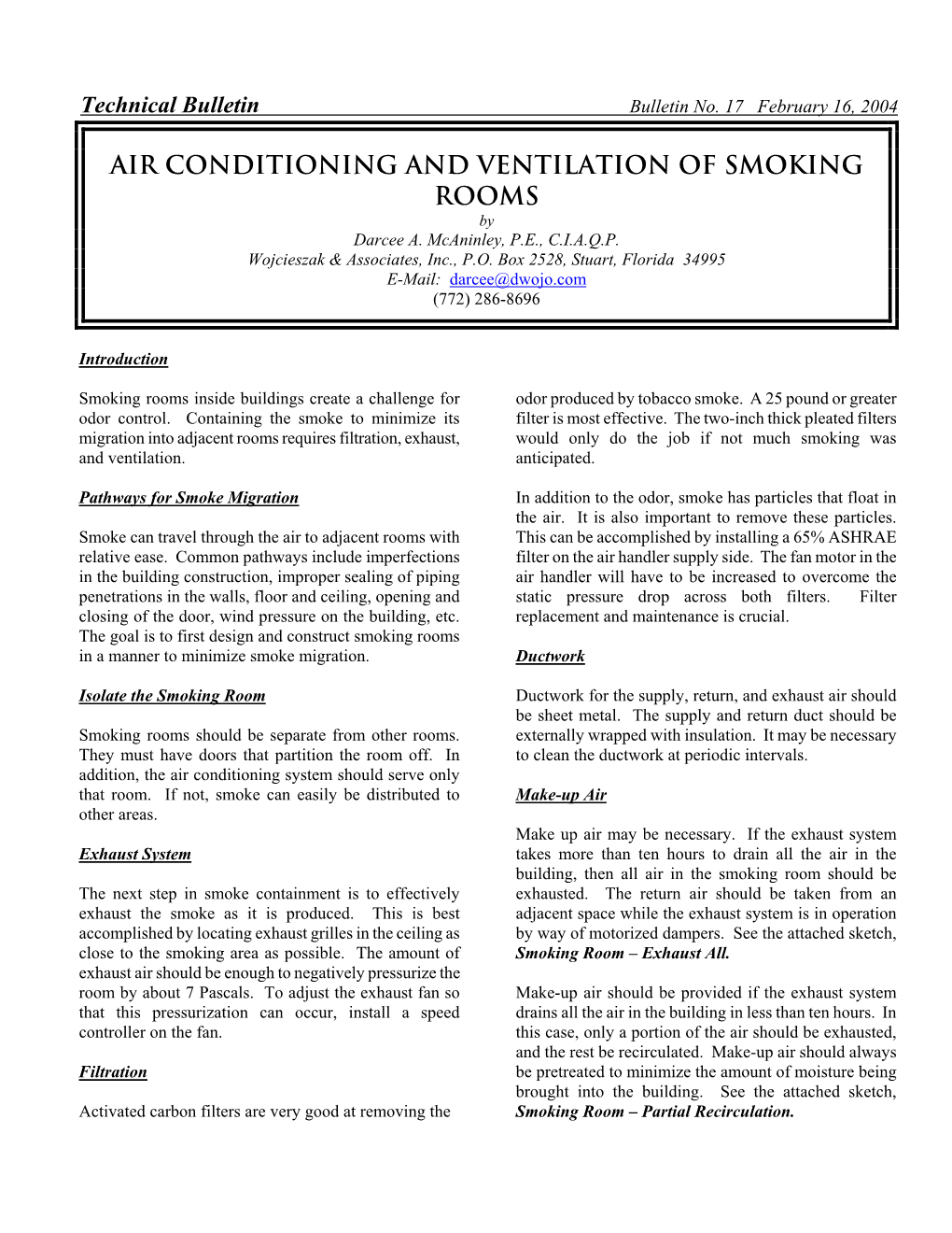 Air Conditioning and Ventilation of Smoking Rooms by Darcee A