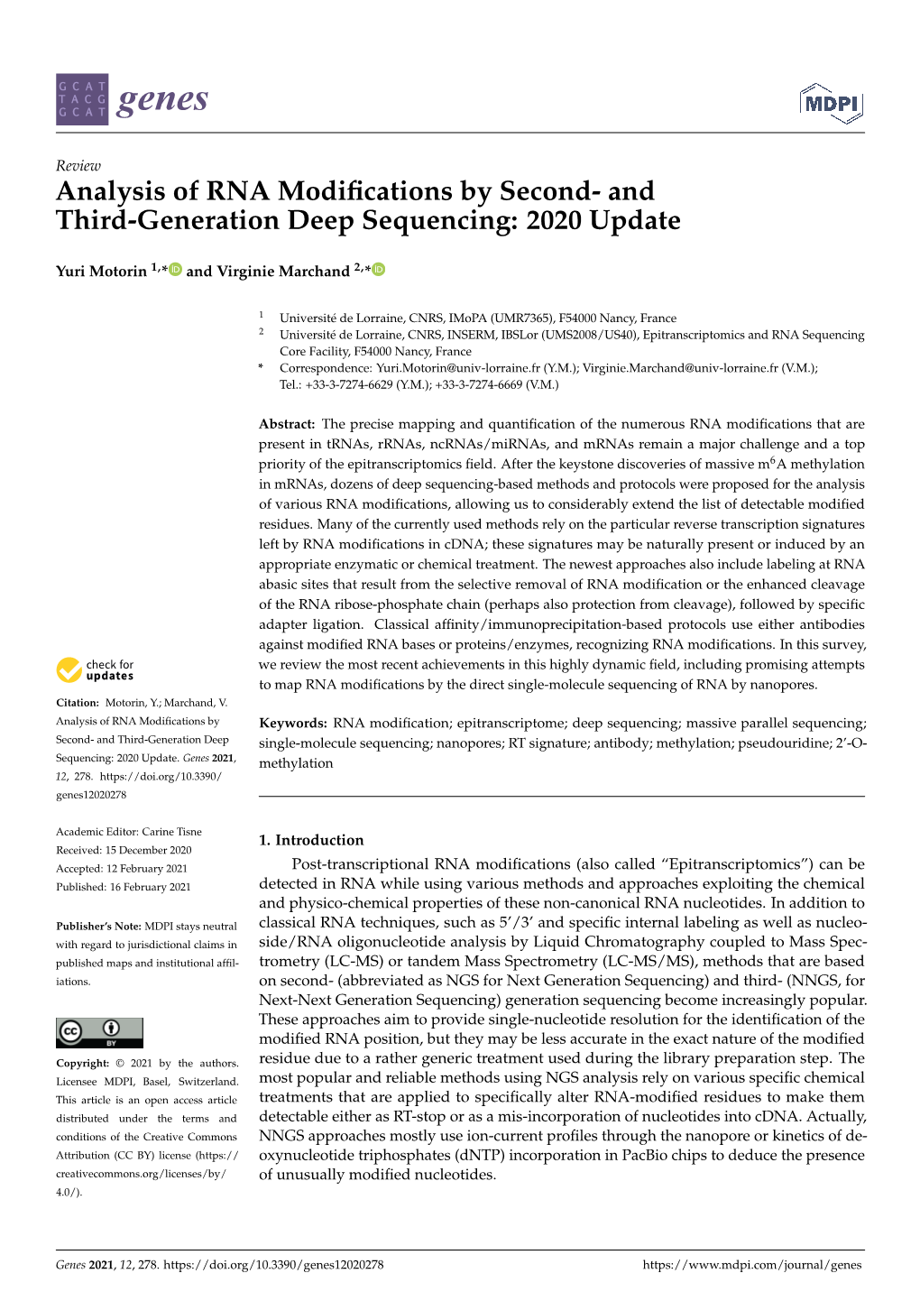 Analysis of RNA Modifications by Second