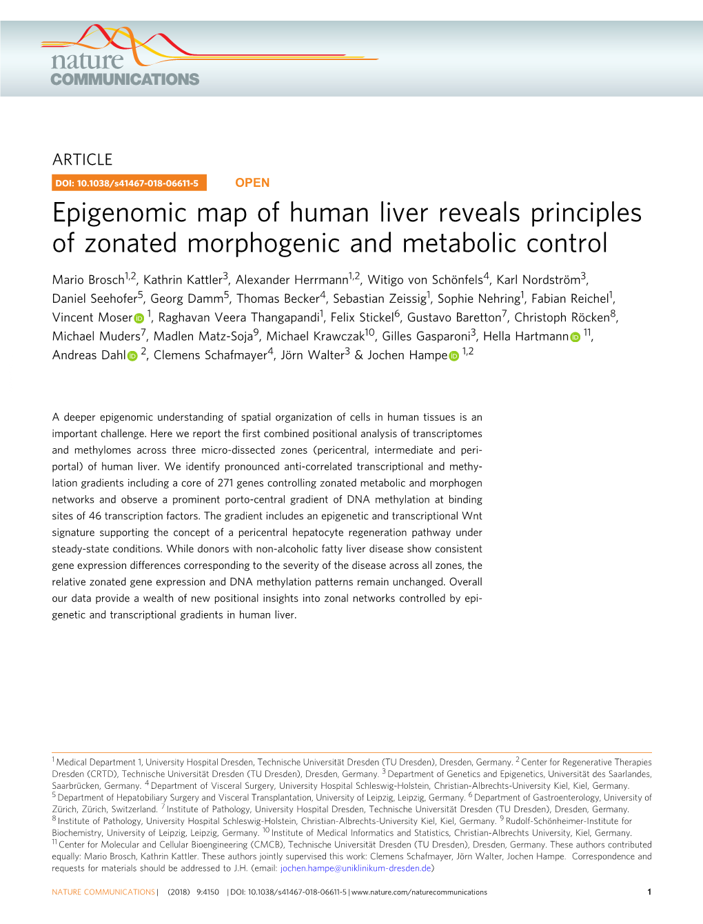 Epigenomic Map of Human Liver Reveals Principles of Zonated Morphogenic and Metabolic Control