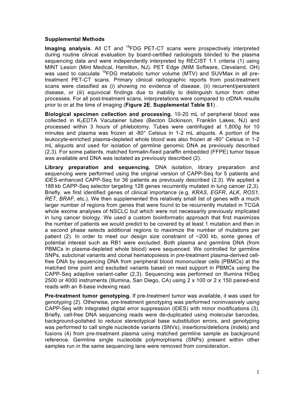 Supplemental Methods Imaging Analysis. All CT and 18FDG PET