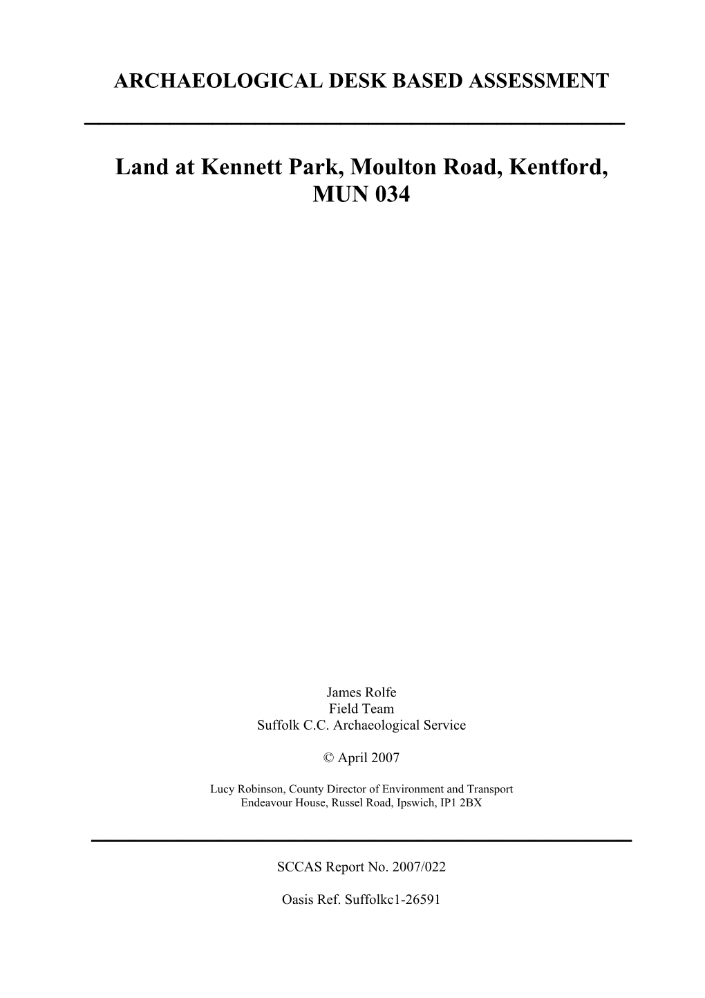 Land at Kennett Park, Moulton Road, Kentford, MUN 034