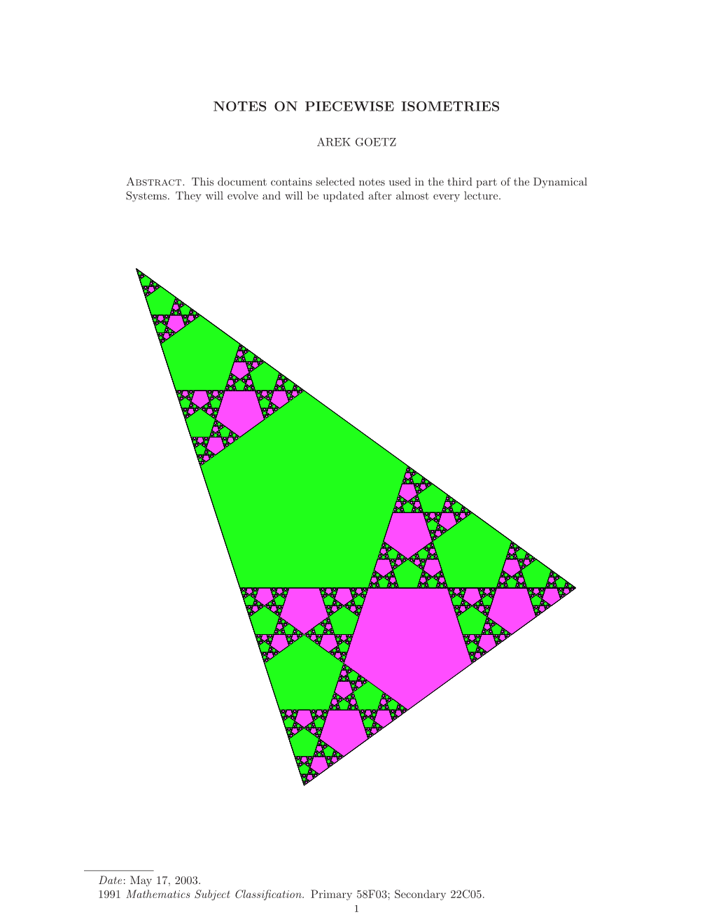 Notes on Piecewise Isometries