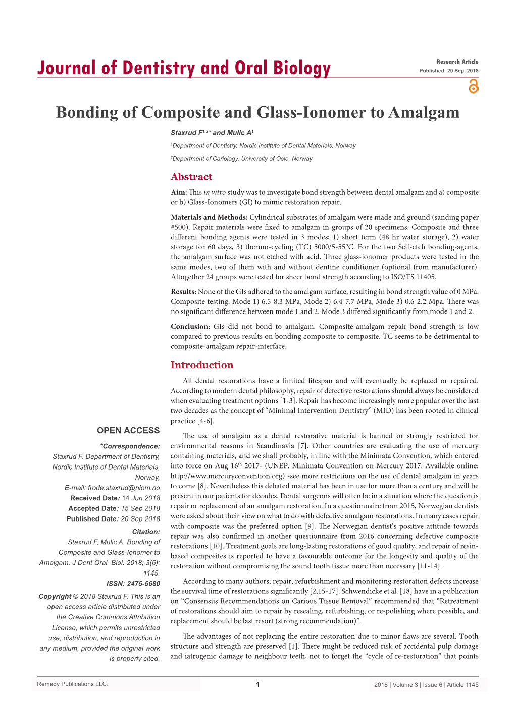 Bonding of Composite and Glass-Ionomer to Amalgam