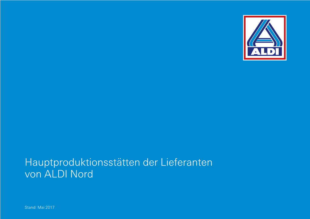 Hauptproduktionsstätten Der Lieferanten Von ALDI Nord