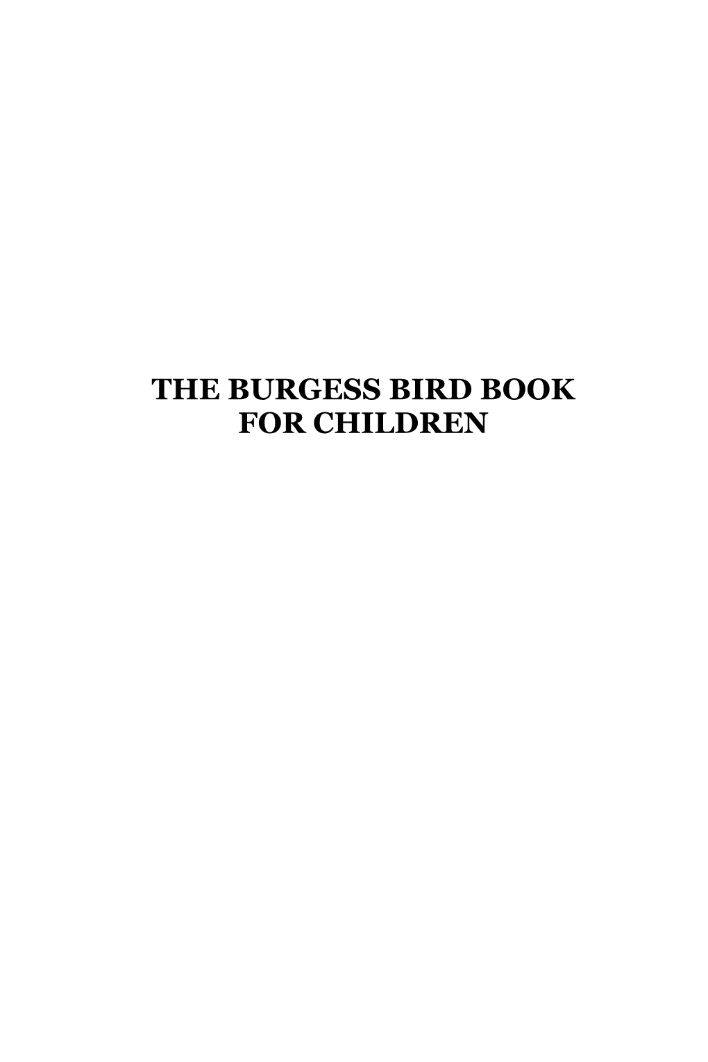 Burgess Bird Book for Children