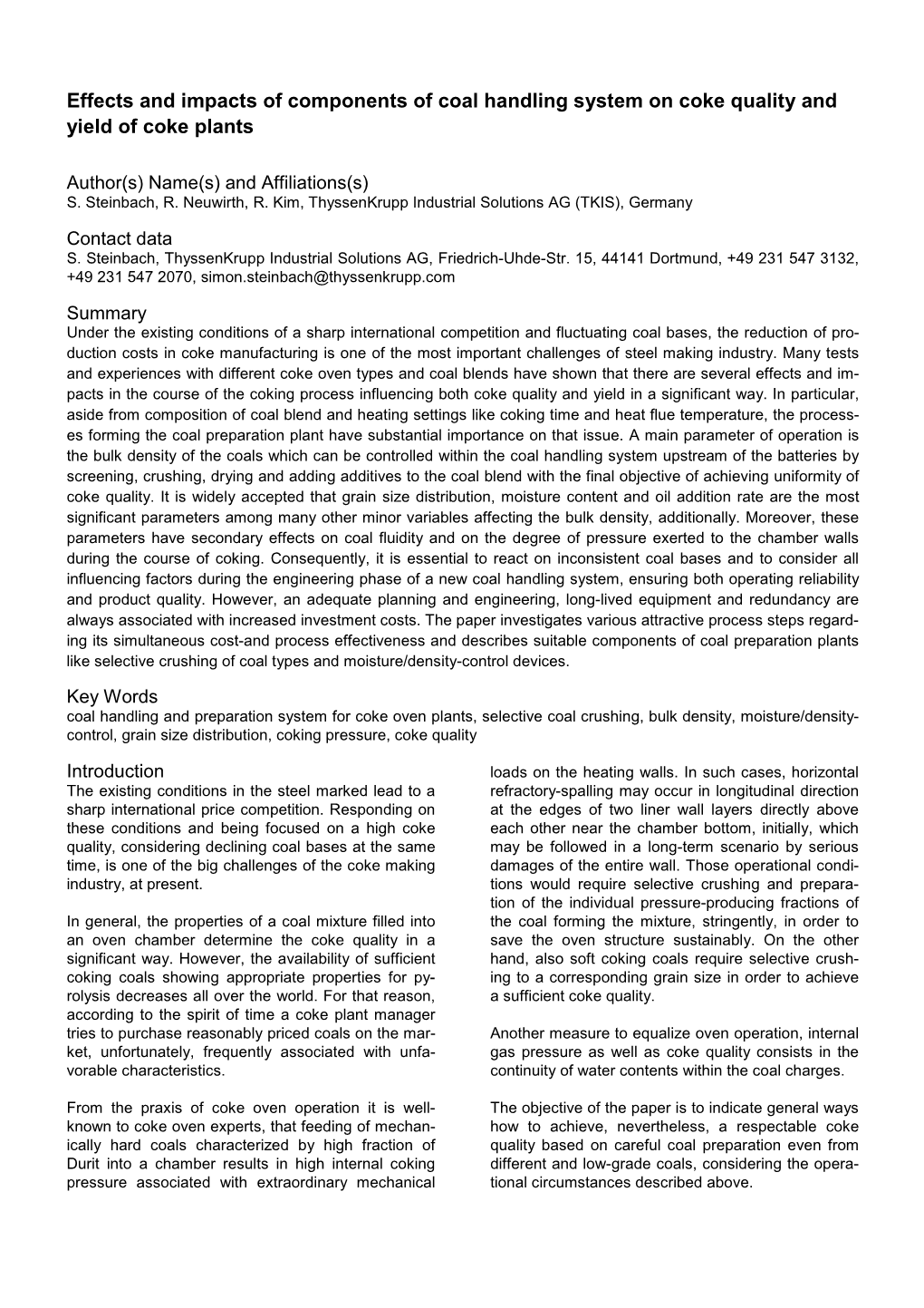 167 METEC TKIS-Effects and Impacts of Components of Coal