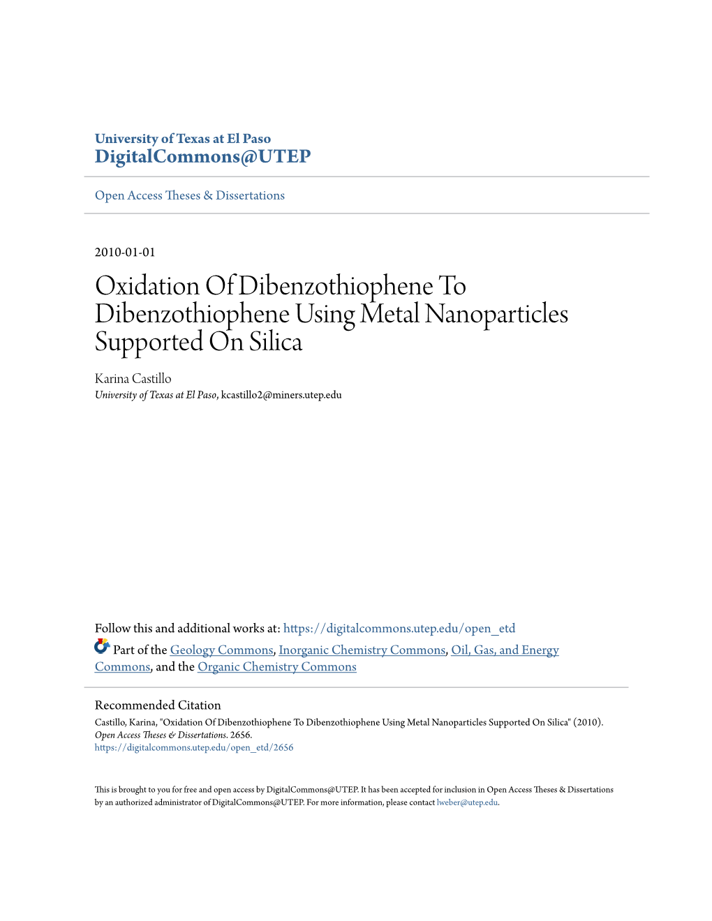 Oxidation of Dibenzothiophene to Dibenzothiophene Using Metal