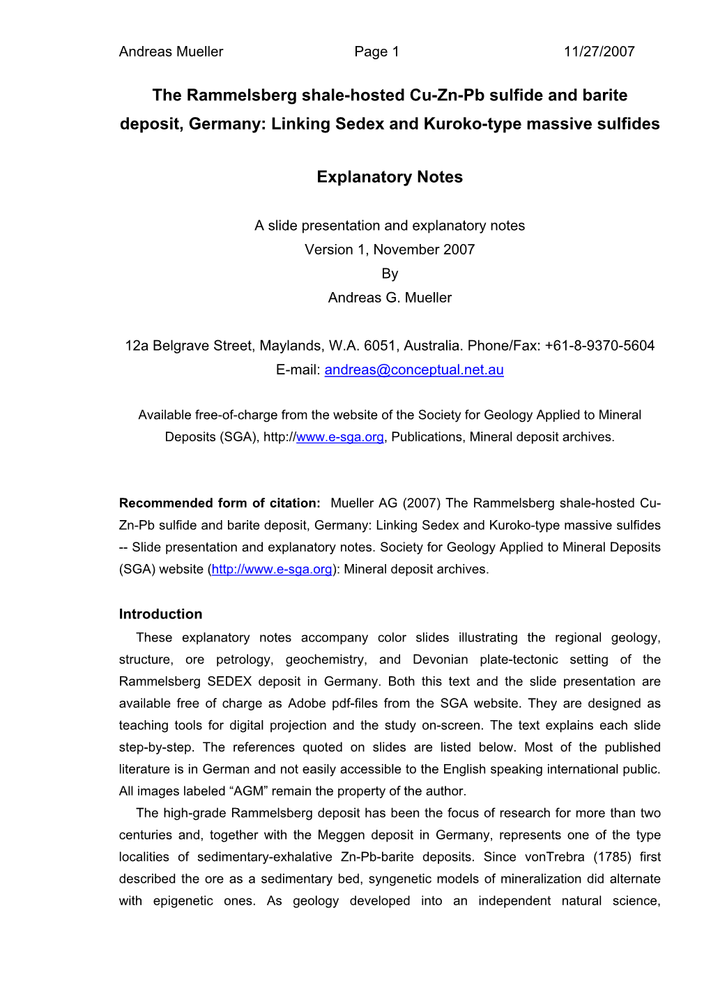 The Rammelsberg Shale-Hosted Cu-Zn-Pb Sulfide and Barite Deposit, Germany: Linking Sedex and Kuroko-Type Massive Sulfides