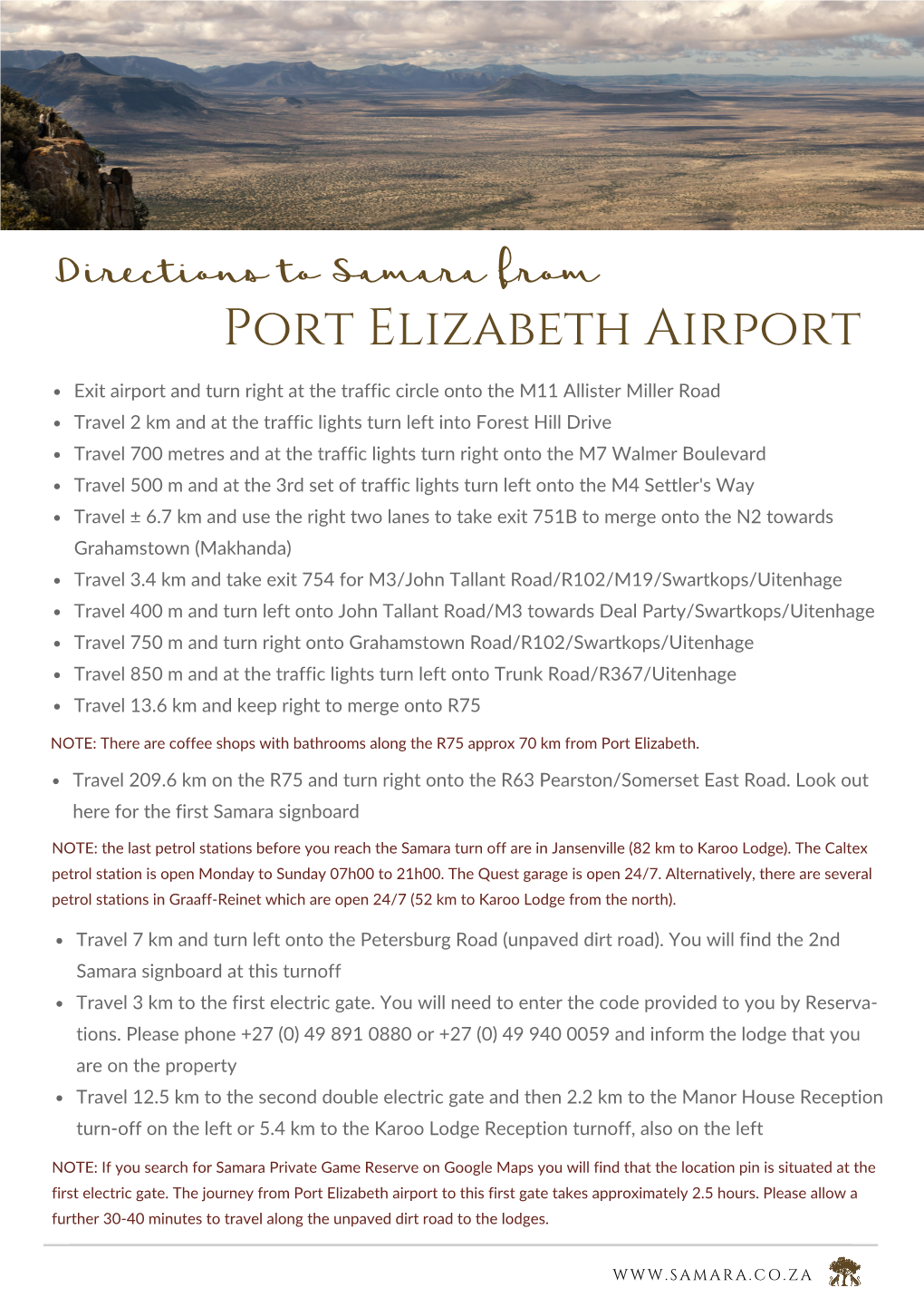 Directions from Port Elizabeth Airport