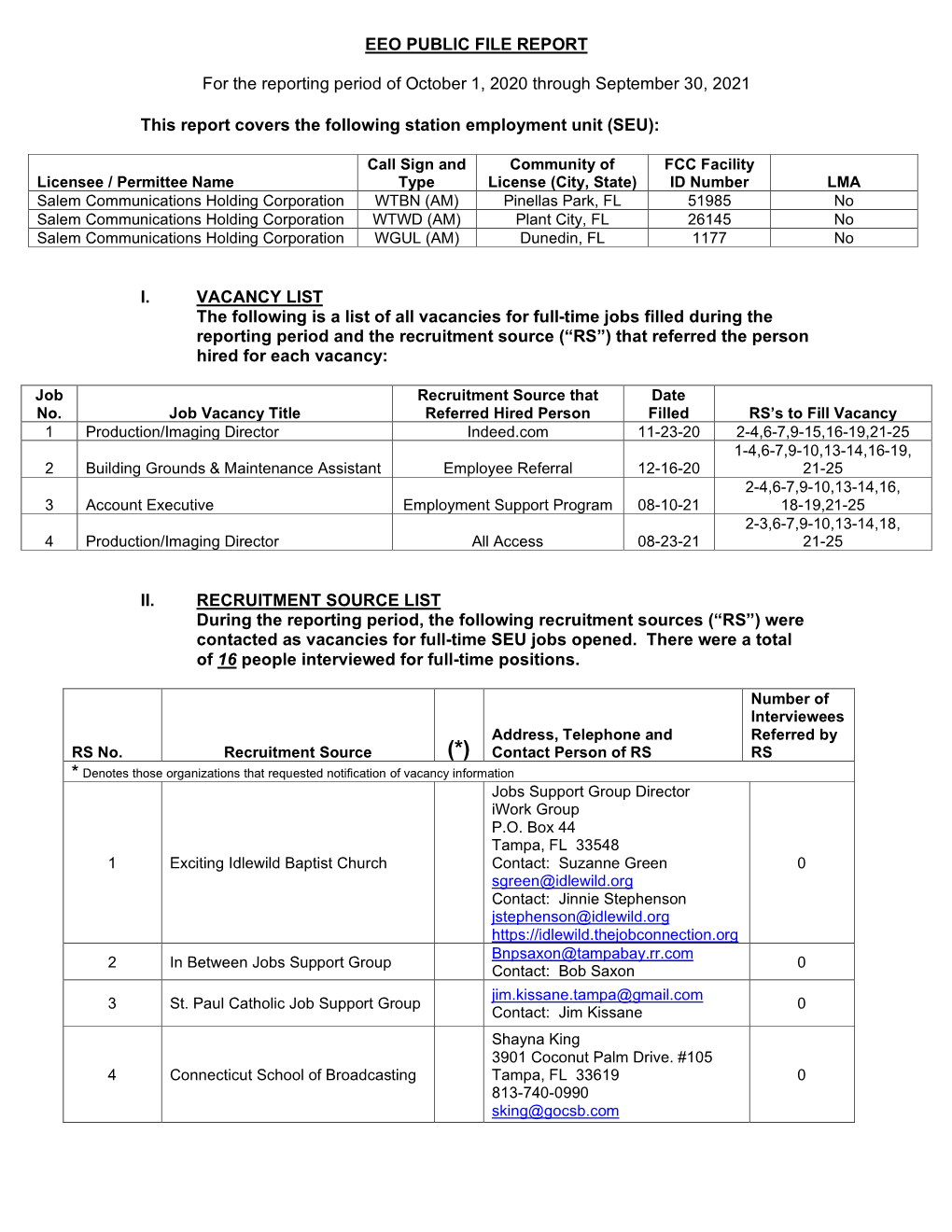 Eeo Public File Report