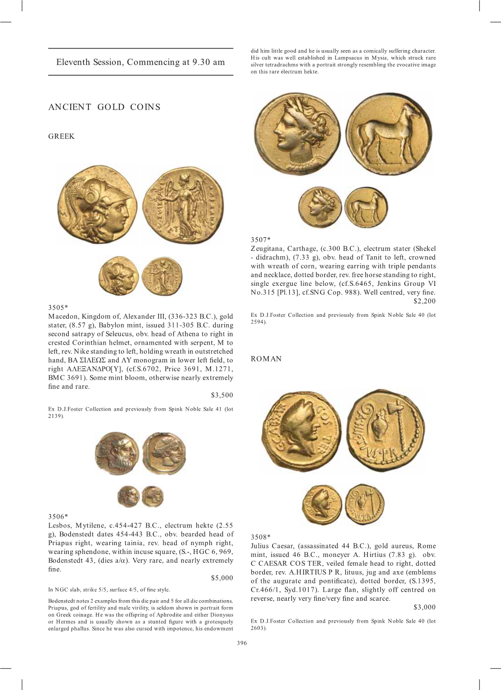 Eleventh Session, Commencing at 9.30 Am ANCIENT GOLD COINS