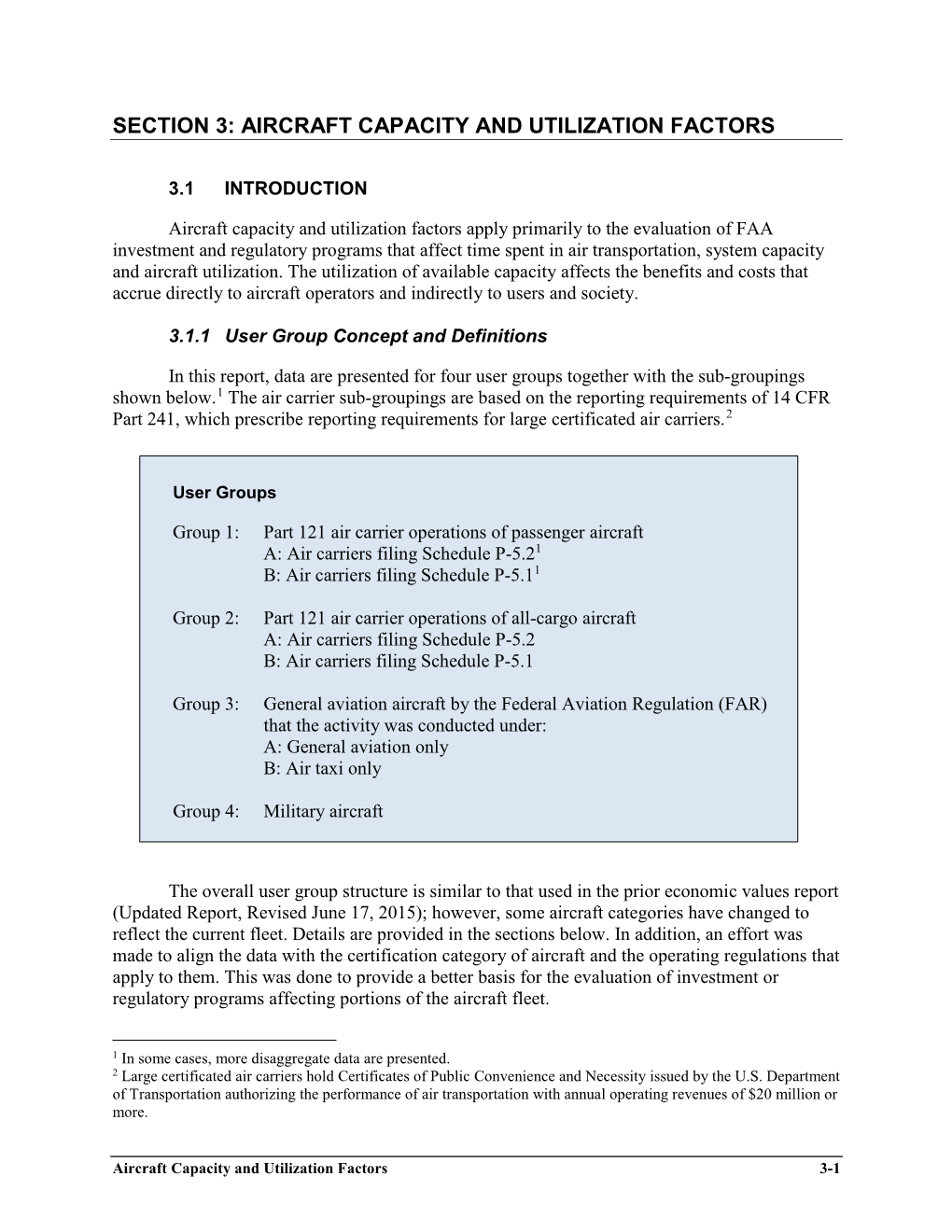 Section 3: Aircraft Capacity and Utilization Factors