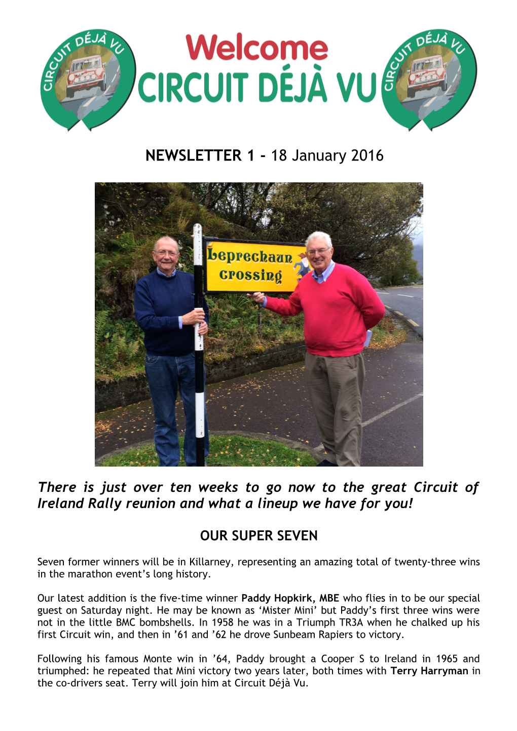 NEWSLETTER 1 - 18 January 2016