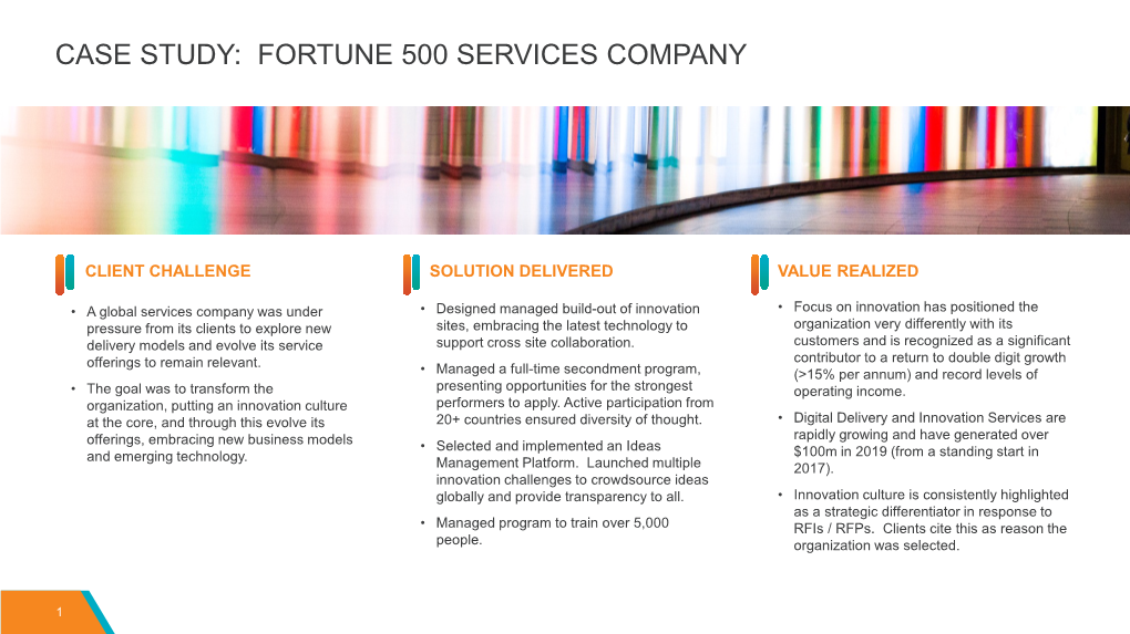 Case Study: Fortune 500 Services Company