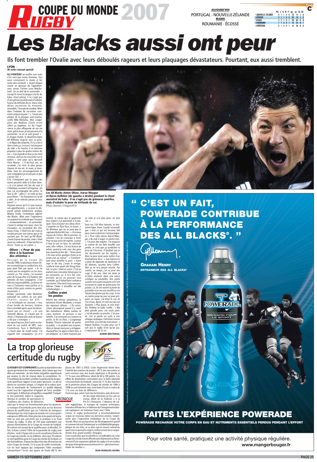 RUGBY 5.PORTUGAL 0 1 0 0 1 10 56 00 Les Blacks Aussi Ont Peur Ils Font Trembler L’Ovalie Avec Leurs Déboulés Rageurs Et Leurs Plaquages Dévastateurs