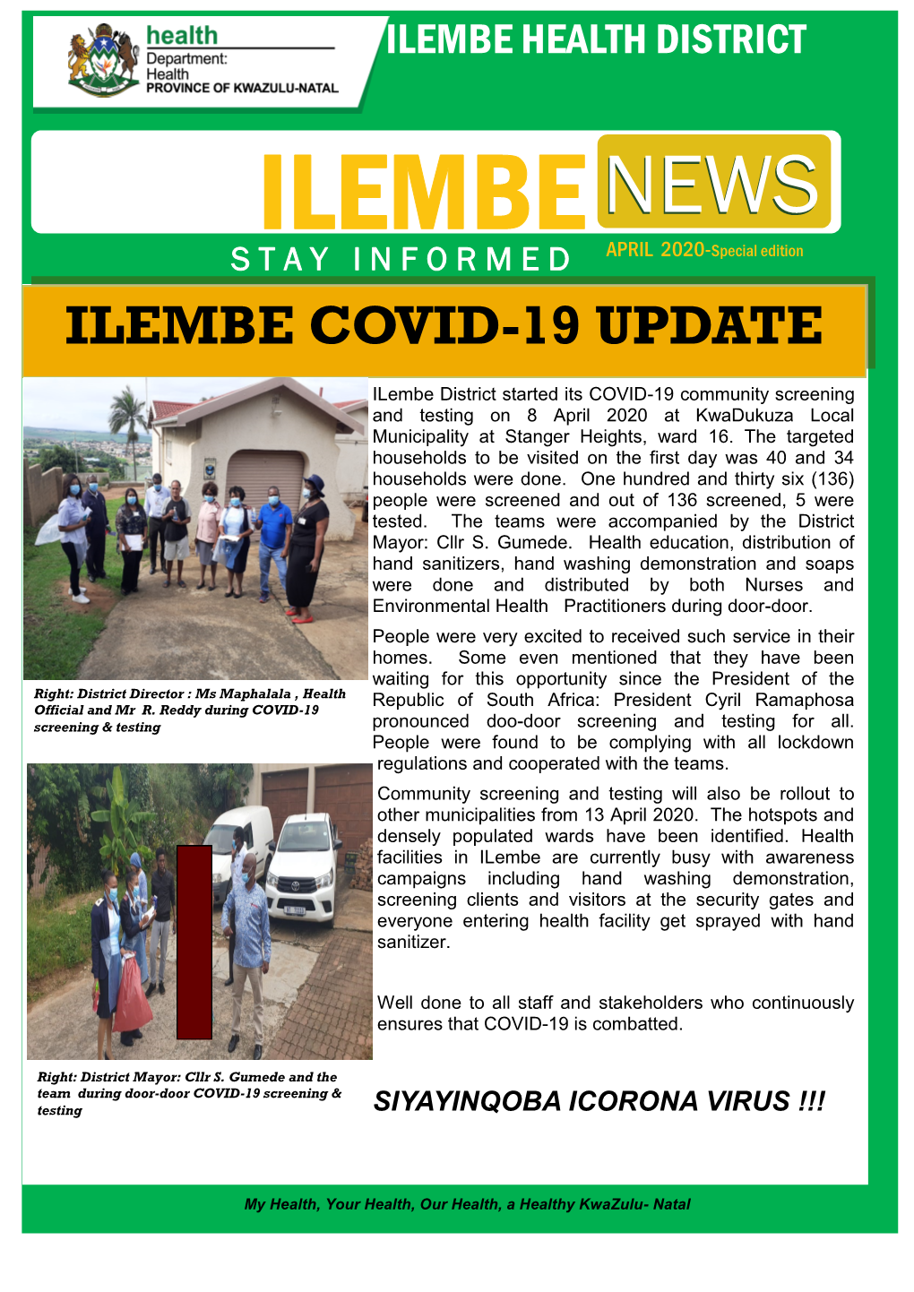 Ilembe Health District Newsletter : Special Edition : April 2020