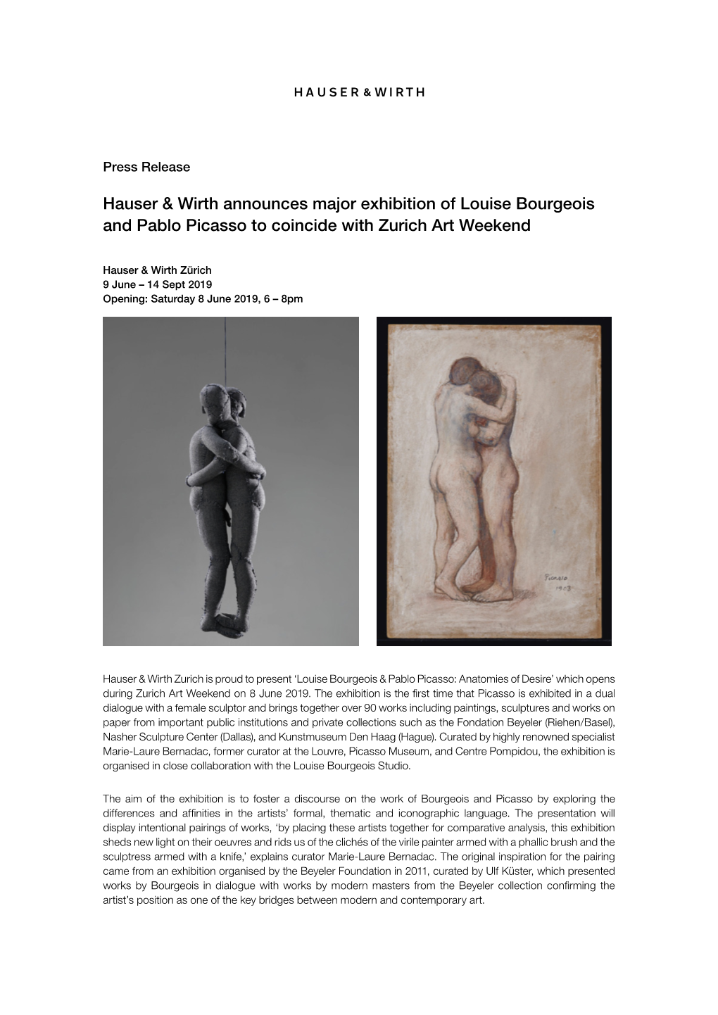 Hauser & Wirth Announces Major Exhibition of Louise Bourgeois And