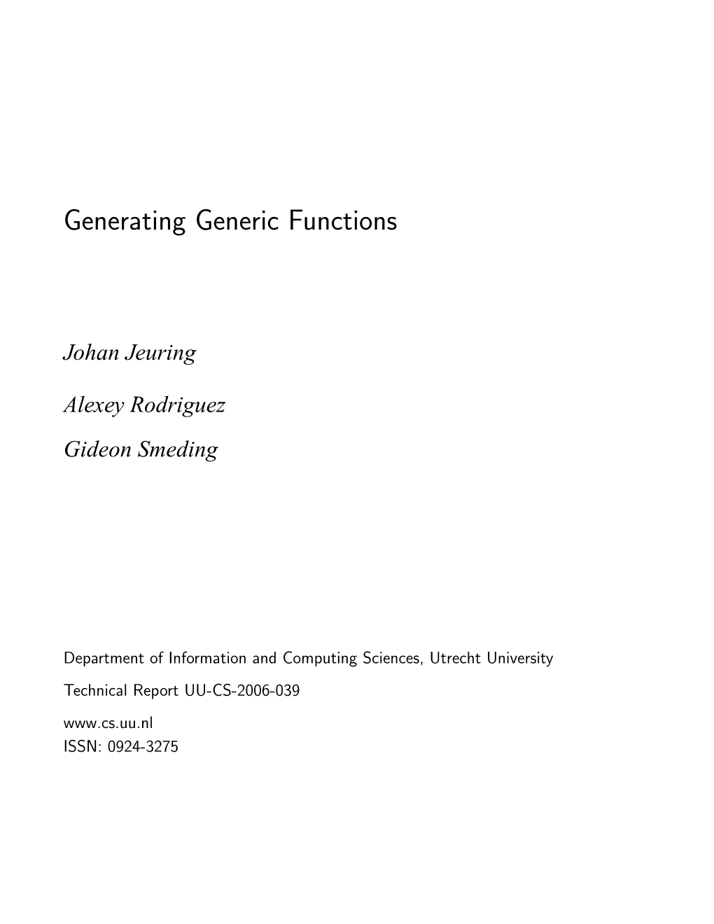 Generating Generic Functions