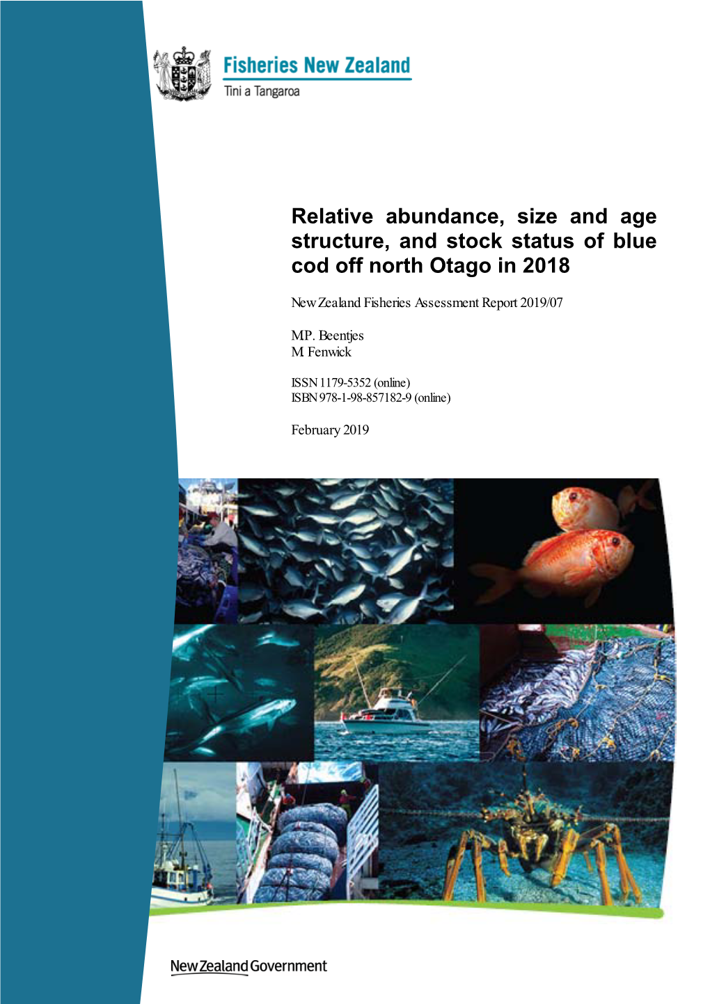 Relative Abundance, Size and Age Structure, and Stock Status of Blue Cod Off North Otago in 2018