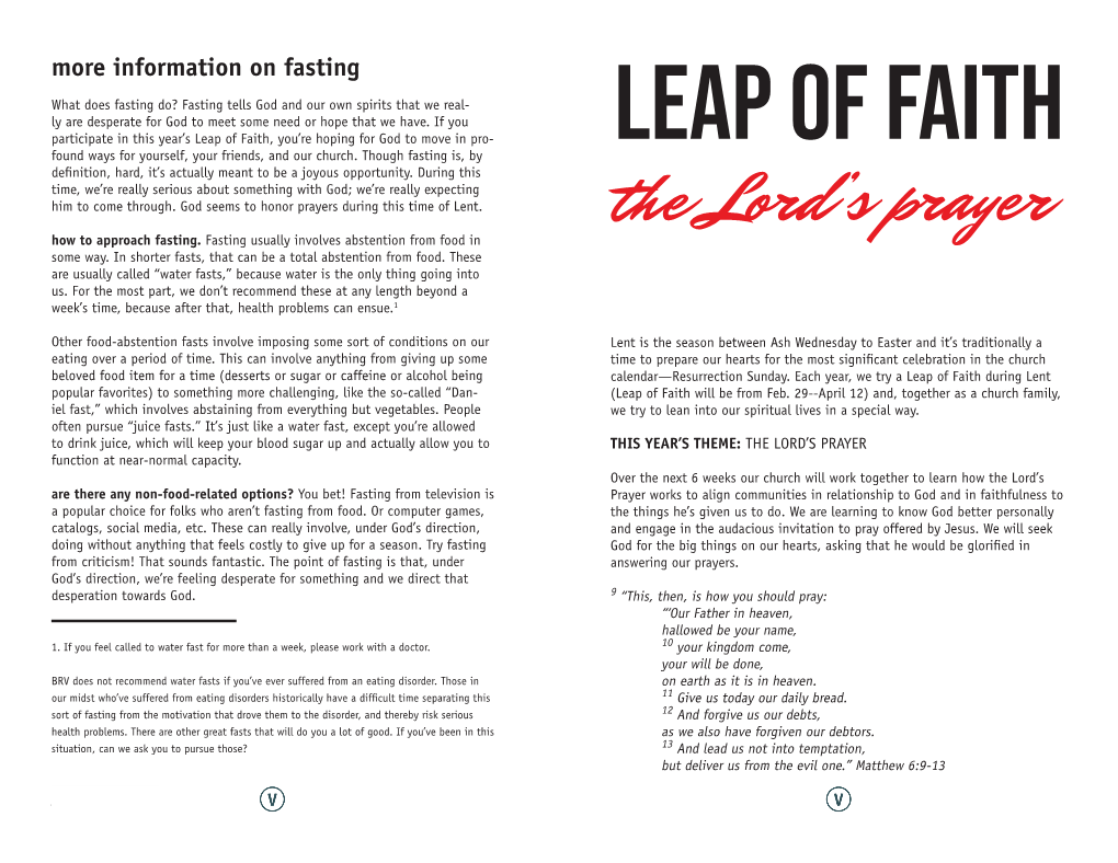 Leap of Faith Participation Guide 2020.Indd