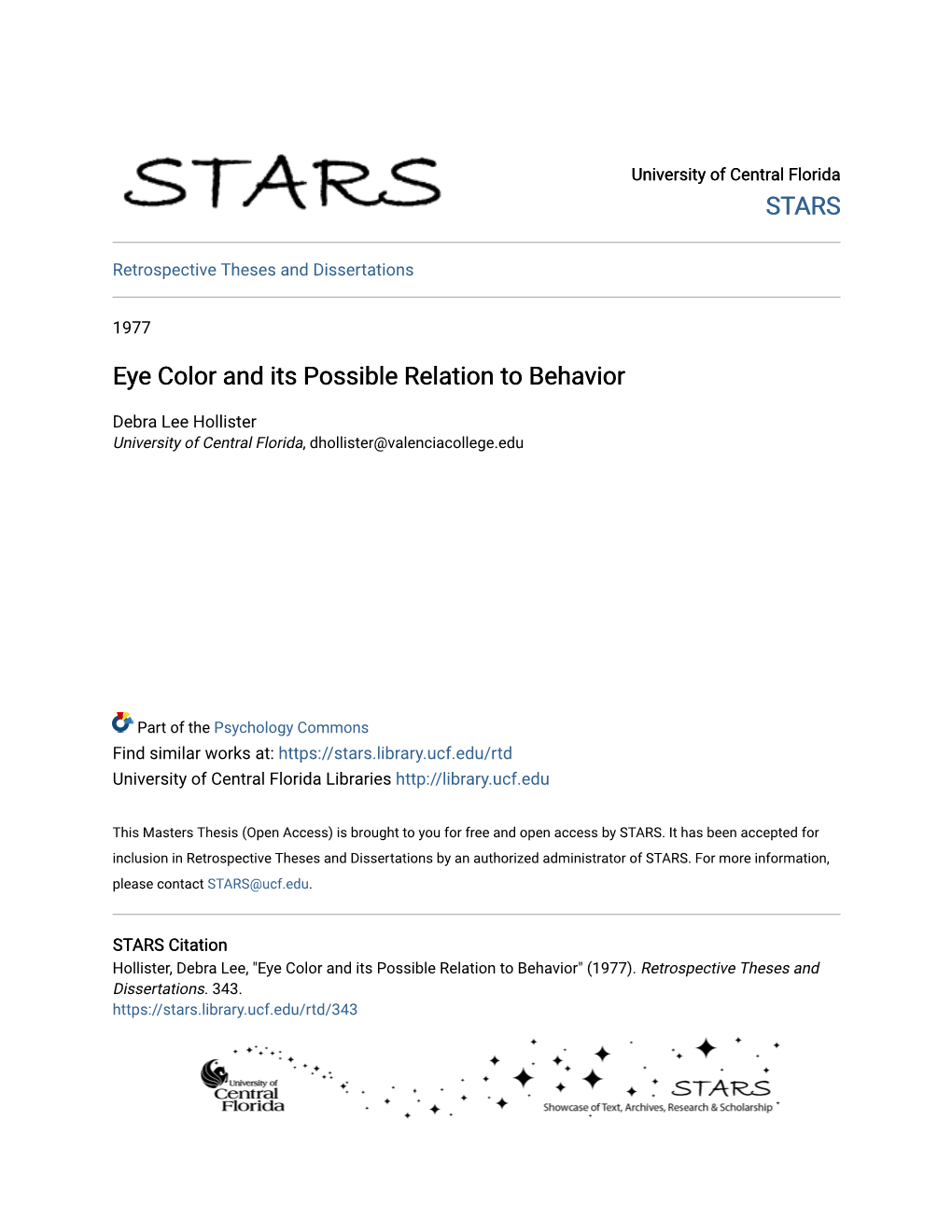 Eye Color and Its Possible Relation to Behavior