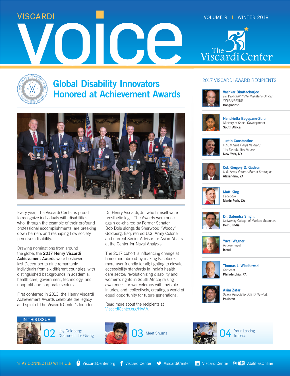 The Viscardi Voice Newsletter, Volume 9, Winter 2018