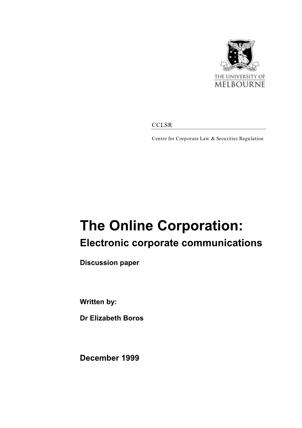 The Online Corporation: Electronic Corporate Communications