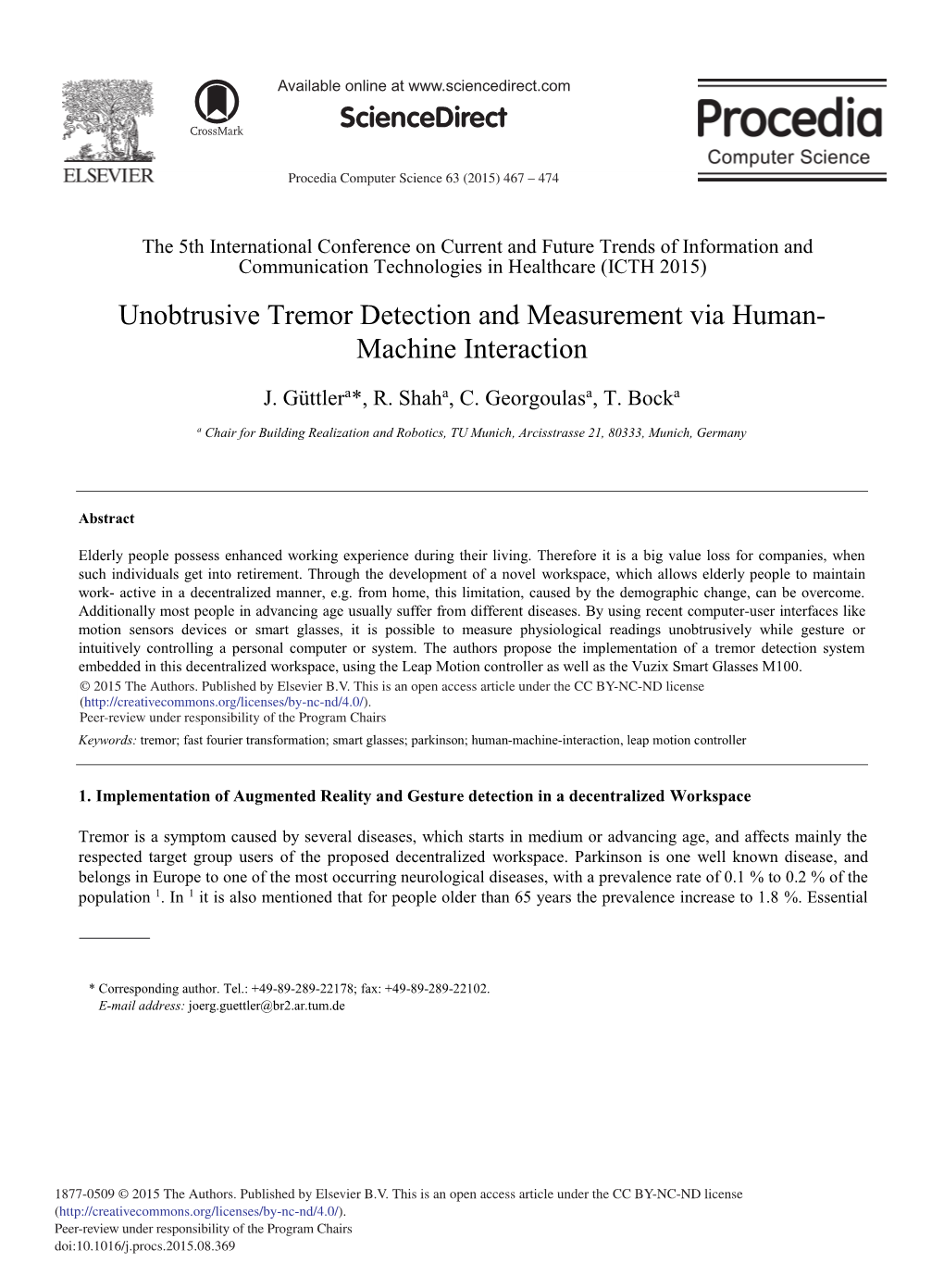 Unobtrusive Tremor Detection and Measurement Via Human-Machine