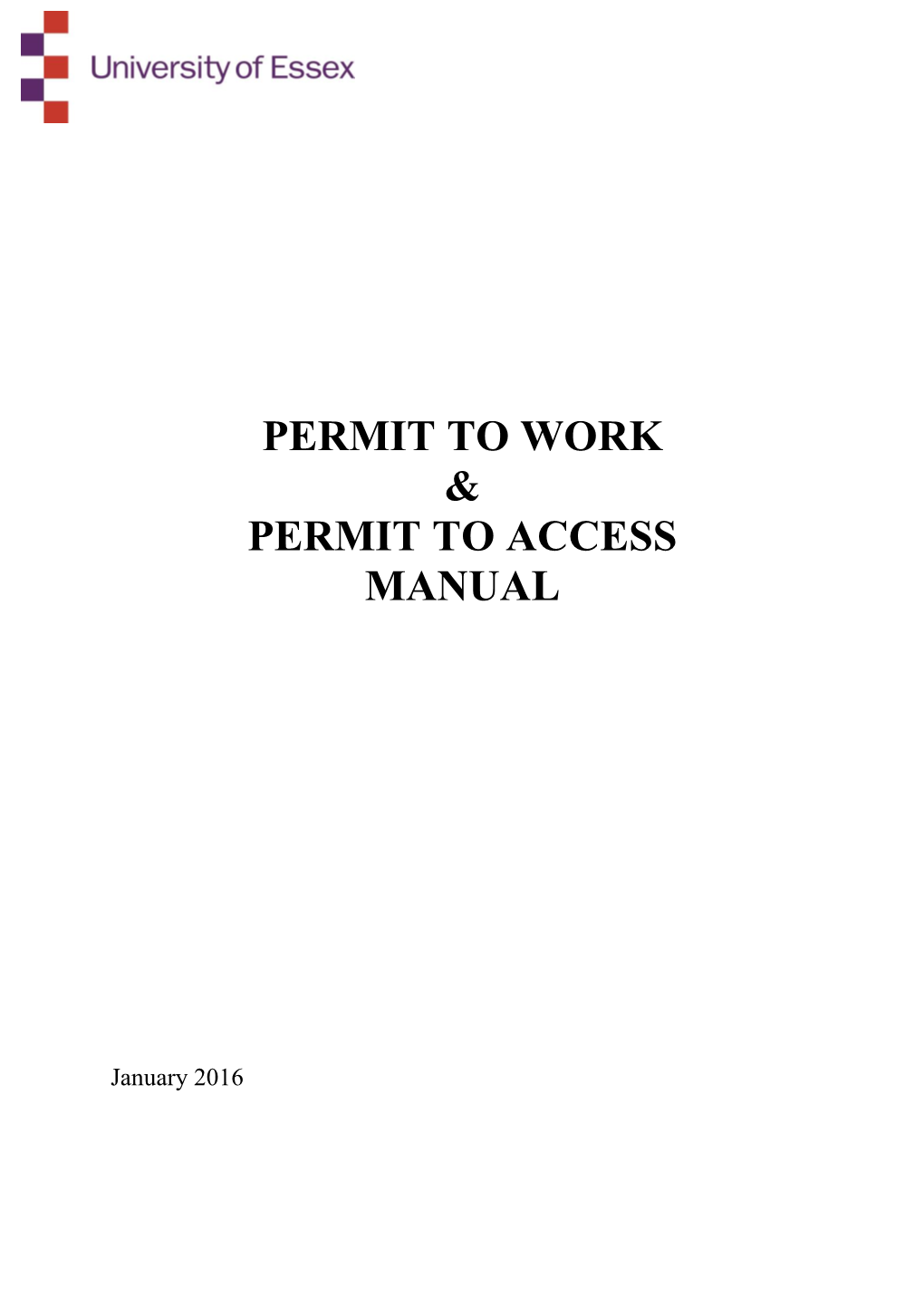 Permit to Work & Permit to Access Manual