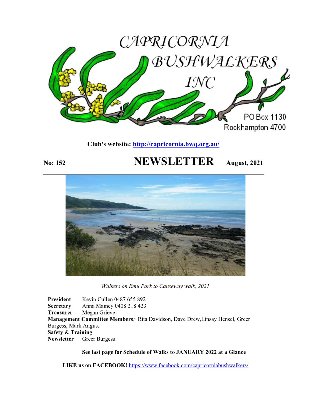 Club's Website: No: 152 NEWSLETTER August, 2021